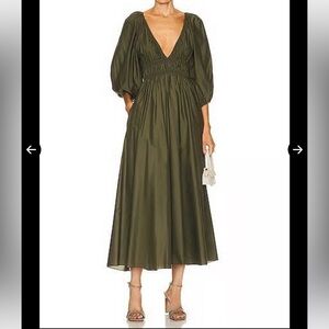 Matteau Army Green Plunge Dress (US 4) - stretchy and fits US 4-8